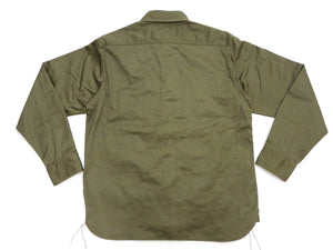 Buzz Rickson's Men's Herringbone Work Shirt, High-Density Cotton Long-Sleeve Button-Up Shirt, Made in Japan (BR29390 149 Olive)
