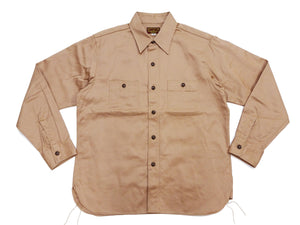 Buzz Rickson's Men's Herringbone Work Shirt, High-Density Cotton Long-Sleeve Button-Up Shirt, Made in Japan (BR29390 133 Beige)