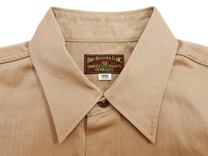 Buzz Rickson's Men's Herringbone Work Shirt, High-Density Cotton Long-Sleeve Button-Up Shirt, Made in Japan (BR29390 133 Beige)