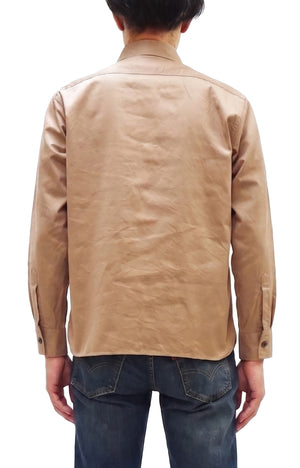 Buzz Rickson's Men's Herringbone Work Shirt, High-Density Cotton Long-Sleeve Button-Up Shirt, Made in Japan (BR29390 133 Beige)