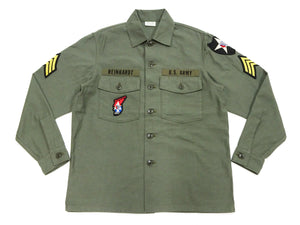Buzz Rickson Men's U.S. Army OG-107 Utility Shirt with Patches (Relaxed Fit) - John Lennon Model Reproduction - Made in Japan (BR29586 Olive)