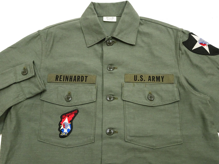 Buzz Rickson Men's U.S. Army OG-107 Utility Shirt with Patches (Relaxed Fit) - John Lennon Model Reproduction - Made in Japan (BR29586 Olive)