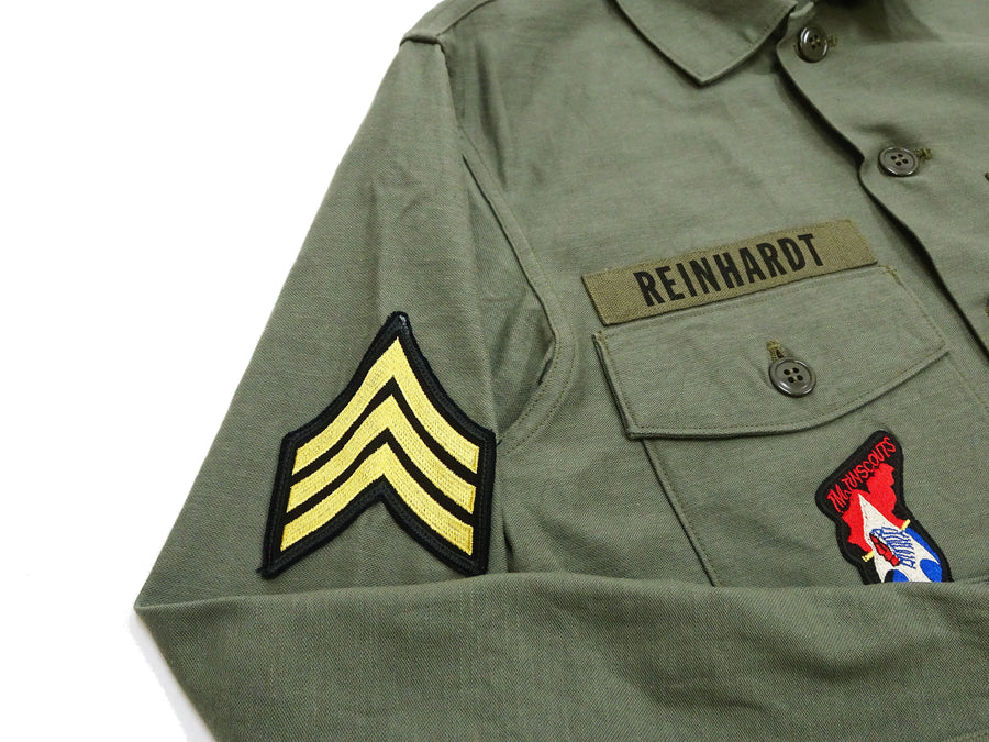 Buzz Rickson Men's U.S. Army OG-107 Utility Shirt with Patches (Relaxed Fit) - John Lennon Model Reproduction - Made in Japan (BR29586 Olive)