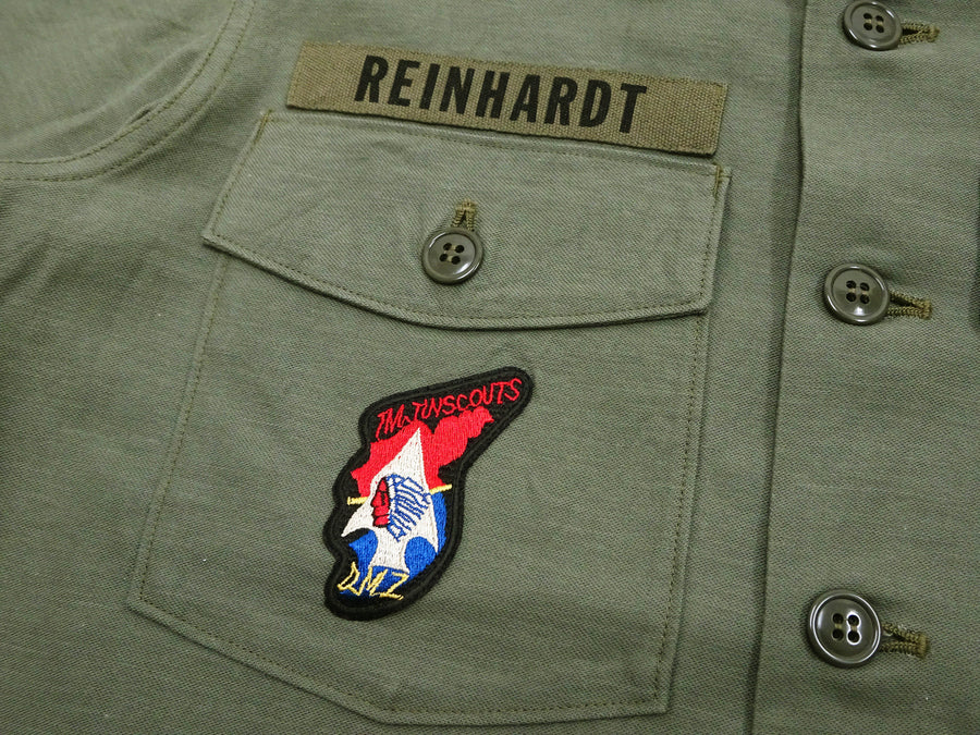 Buzz Rickson Men's U.S. Army OG-107 Utility Shirt with Patches (Relaxed Fit) - John Lennon Model Reproduction - Made in Japan (BR29586 Olive)