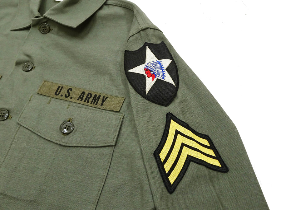 Buzz Rickson Men's U.S. Army OG-107 Utility Shirt with Patches (Relaxed Fit) - John Lennon Model Reproduction - Made in Japan (BR29586 Olive)