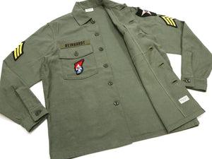 Buzz Rickson Men's U.S. Army OG-107 Utility Shirt with Patches (Relaxed Fit) - John Lennon Model Reproduction - Made in Japan (BR29586 Olive)