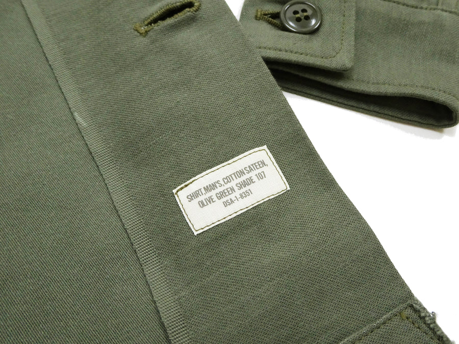 Buzz Rickson Men's U.S. Army OG-107 Utility Shirt with Patches (Relaxed Fit) - John Lennon Model Reproduction - Made in Japan (BR29586 Olive)