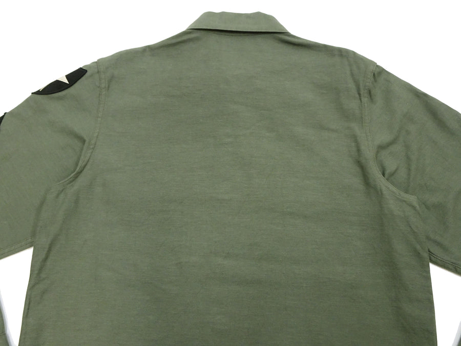 Buzz Rickson Men's U.S. Army OG-107 Utility Shirt with Patches (Relaxed Fit) - John Lennon Model Reproduction - Made in Japan (BR29586 Olive)