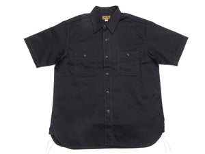 Buzz Rickson Herringbone Work Shirt - Men's Casual Military-Inspired Solid HBT Short-Sleeve Button-Up Shirt BR39530 119) Black