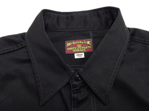 Buzz Rickson Herringbone Work Shirt - Men's Casual Military-Inspired Solid HBT Short-Sleeve Button-Up Shirt BR39530 119) Black