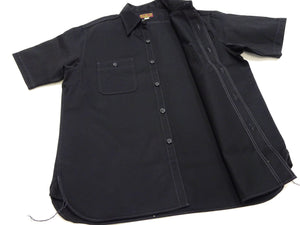 Buzz Rickson Herringbone Work Shirt - Men's Casual Military-Inspired Solid HBT Short-Sleeve Button-Up Shirt BR39530 119) Black