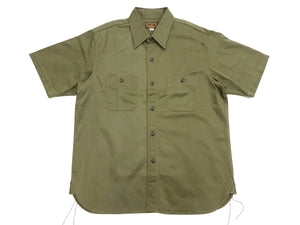 Buzz Rickson Herringbone Work Shirt - Men's Casual Military-Inspired Solid HBT Short-Sleeve Button-Up Shirt BR39530 149) Olive