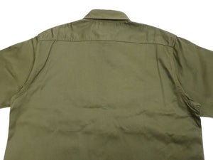 Buzz Rickson Herringbone Work Shirt - Men's Casual Military-Inspired Solid HBT Short-Sleeve Button-Up Shirt BR39530 149) Olive
