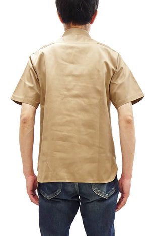 Buzz Rickson Herringbone Work Shirt - Men's Casual Military-Inspired Solid HBT Short-Sleeve Button-Up Shirt BR39530 133) Beige
