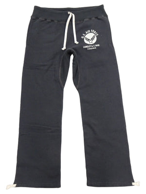 Buzz Rickson's Men's Sweatpants with U.S. Air Force Logo Print, No-Outseam Construction, Drawstring Waist and Hems, Straight-Leg Fit, Made in Japan (BR40973 119 Faded Black)