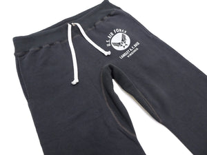 Buzz Rickson's Men's Sweatpants with U.S. Air Force Logo Print, No-Outseam Construction, Drawstring Waist and Hems, Straight-Leg Fit, Made in Japan (BR40973 119 Faded Black)