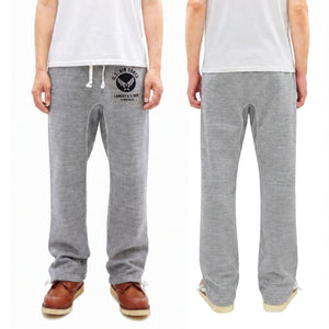 Buzz Rickson's Men's Sweatpants with U.S. Air Force Logo Print, No-Outseam Construction, Drawstring Waist and Hems, Straight-Leg Fit, Made in Japan (BR40973 113 Heather Gray)