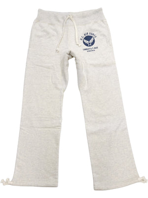 Buzz Rickson's Men's Sweatpants with U.S. Air Force Logo Print, No-Outseam Construction, Drawstring Waist and Hems, Straight-Leg Fit, Made in Japan (BR40973 131 Oatmeal)