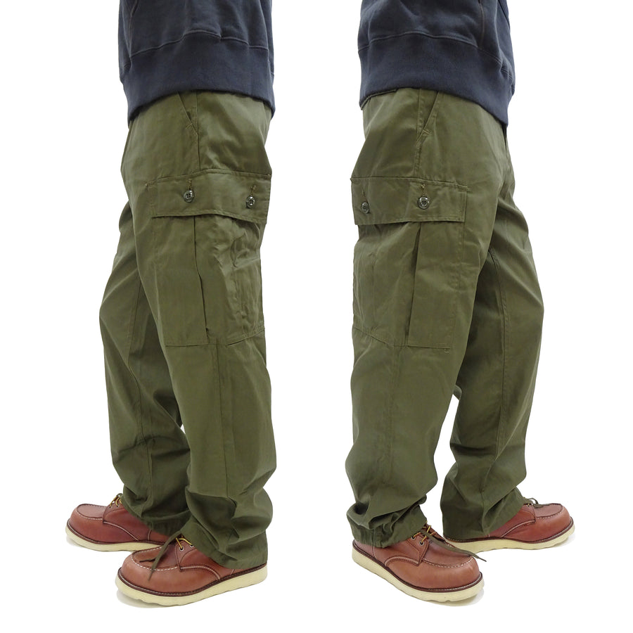 Buzz Rickson Cargo Pants with Loose-Fit Straight Wide-Leg Men's Reproduction of US Army Vietnam Tropical Jungle Trouser BR42500 Olive