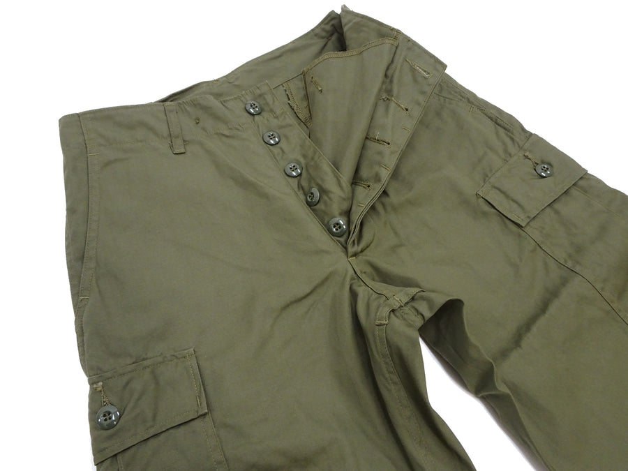 Buzz Rickson Cargo Pants with Loose-Fit Straight Wide-Leg Men's Reproduction of US Army Vietnam Tropical Jungle Trouser BR42500 Olive