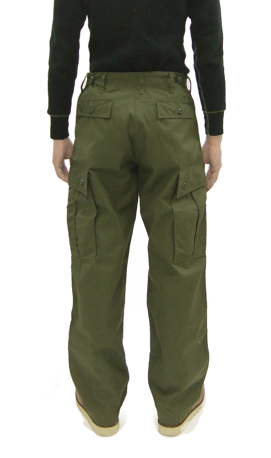 Buzz Rickson Cargo Pants with Loose-Fit Straight Wide-Leg Men's Reproduction of US Army Vietnam Tropical Jungle Trouser BR42500 Olive