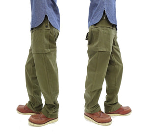 Buzz Rickson Cargo Pants Men's USMC P44 Combat Herringbone Trousers HBT P-44 Monkey Pants BR42501 Olive