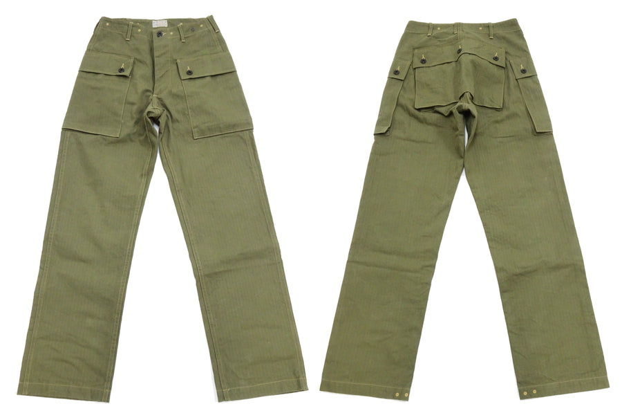 Buzz Rickson Cargo Pants Men's USMC P44 Combat Herringbone Trousers HBT P-44 Monkey Pants BR42501 Olive