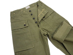 Buzz Rickson Cargo Pants Men's USMC P44 Combat Herringbone Trousers HBT P-44 Monkey Pants BR42501 Olive