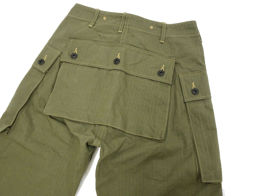 Buzz Rickson Cargo Pants Men's USMC P44 Combat Herringbone Trousers HBT P-44 Monkey Pants BR42501 Olive