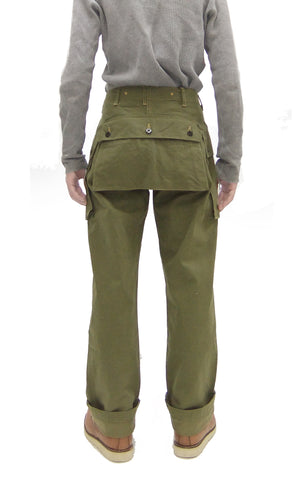 Buzz Rickson Cargo Pants Men's USMC P44 Combat Herringbone Trousers HBT P-44 Monkey Pants BR42501 Olive