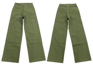 Buzz Rickson Herringbone Pants Men's Baggy Straight, Button Fly, Olive - U.S. Marine Corps M-1941 Utility Trousers Repro