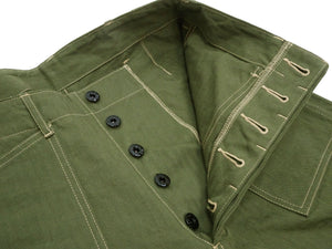 Buzz Rickson Herringbone Pants Men's Baggy Straight, Button Fly, Olive - U.S. Marine Corps M-1941 Utility Trousers Repro