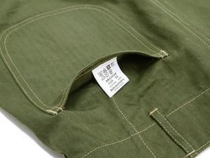 Buzz Rickson Herringbone Pants Men's Baggy Straight, Button Fly, Olive - U.S. Marine Corps M-1941 Utility Trousers Repro