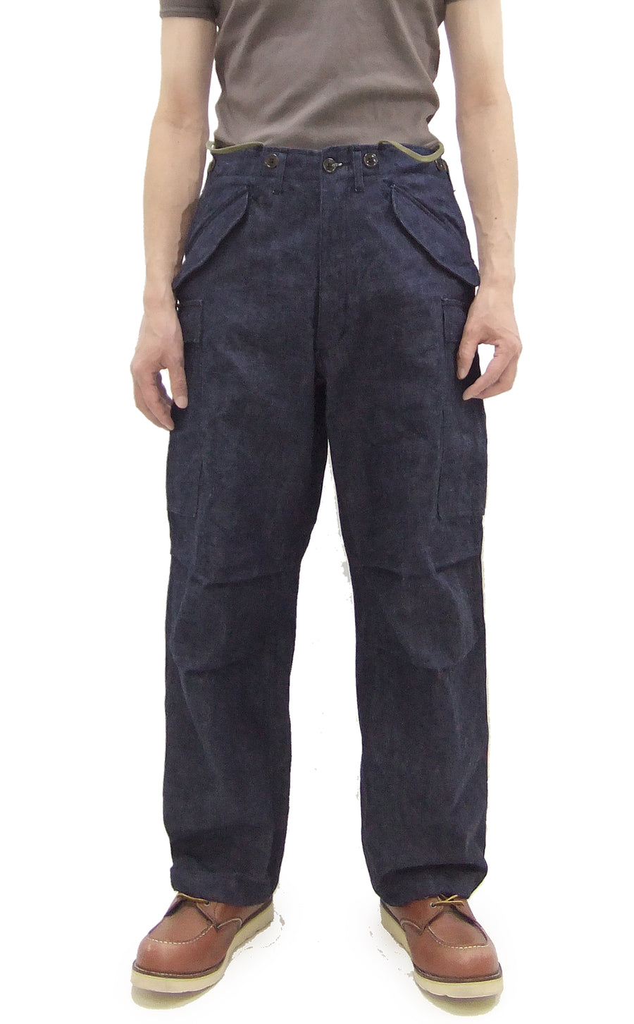 Buzz Rickson Men's Denim M-51 Field Trousers - Military-Inspired Baggy Cargo Pants in Indigo Denim - Made in Japan (BR42586 421A One Wash)