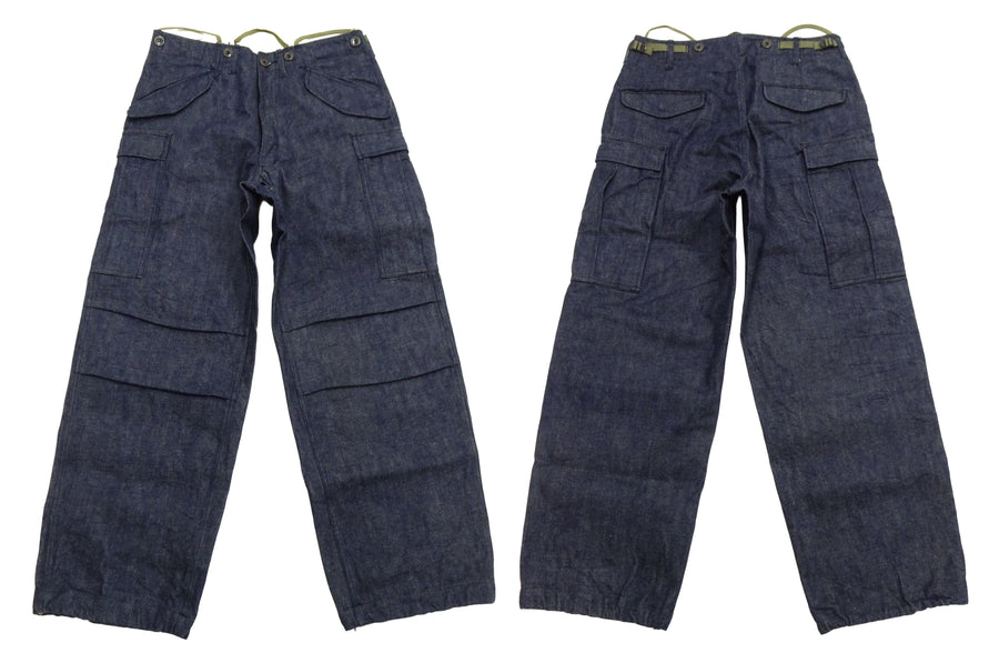 Buzz Rickson Men's Denim M-51 Field Trousers - Military-Inspired Baggy Cargo Pants in Indigo Denim - Made in Japan (BR42586 421A One Wash)