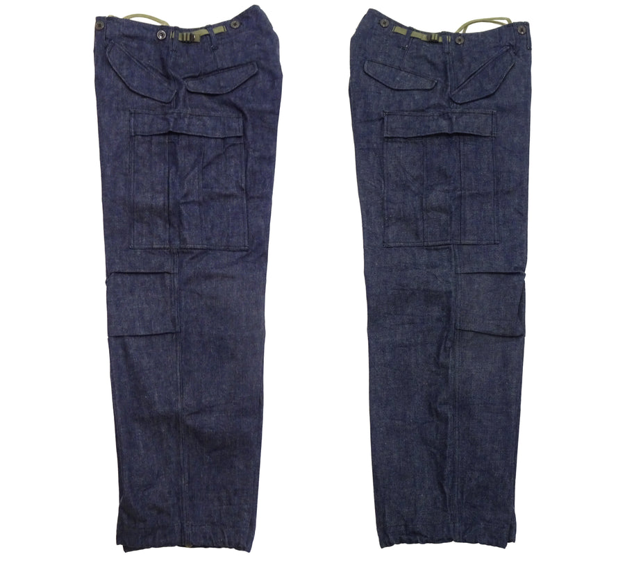Buzz Rickson Men's Denim M-51 Field Trousers - Military-Inspired Baggy Cargo Pants in Indigo Denim - Made in Japan (BR42586 421A One Wash)