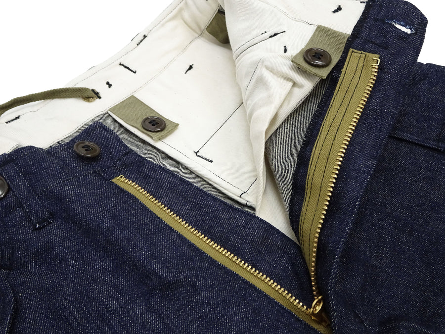 Buzz Rickson Men's Denim M-51 Field Trousers - Military-Inspired Baggy Cargo Pants in Indigo Denim - Made in Japan (BR42586 421A One Wash)