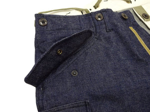 Buzz Rickson Men's Denim M-51 Field Trousers - Military-Inspired Baggy Cargo Pants in Indigo Denim - Made in Japan (BR42586 421A One Wash)