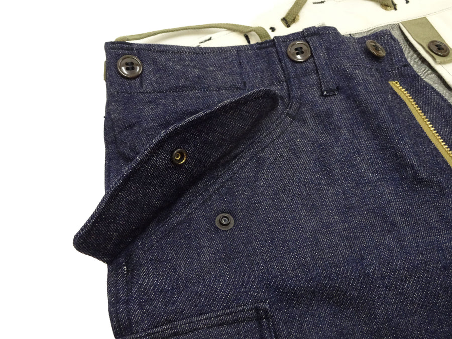 Buzz Rickson Men's Denim M-51 Field Trousers - Military-Inspired Baggy Cargo Pants in Indigo Denim - Made in Japan (BR42586 421A One Wash)