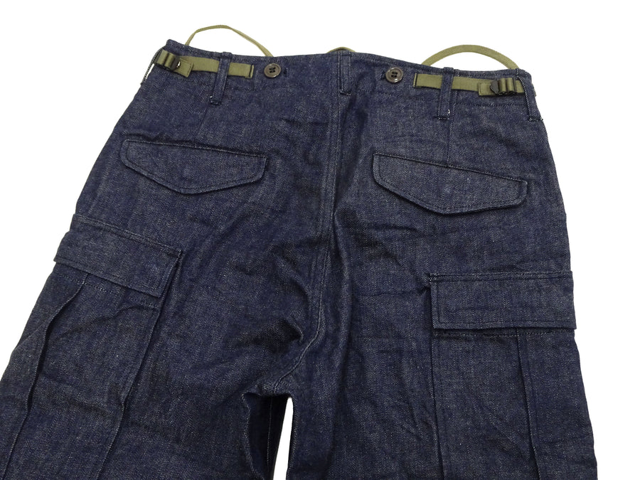 Buzz Rickson Men's Denim M-51 Field Trousers - Military-Inspired Baggy Cargo Pants in Indigo Denim - Made in Japan (BR42586 421A One Wash)