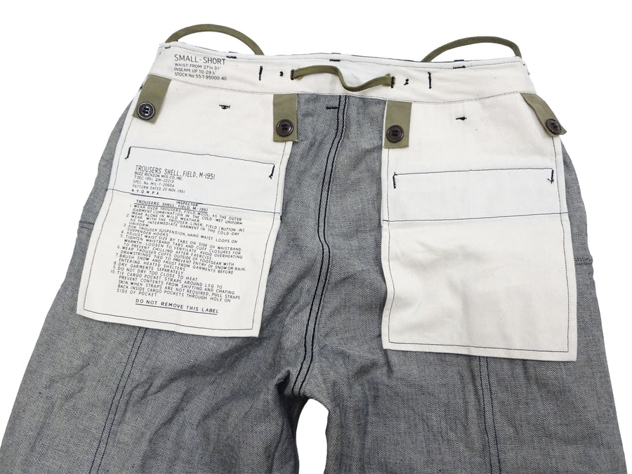 Buzz Rickson Men's Denim M-51 Field Trousers - Military-Inspired Baggy Cargo Pants in Indigo Denim - Made in Japan (BR42586 421A One Wash)