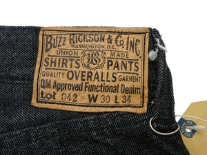 Buzz Rickson Black Denim Jeans BR43042 Men's William Gibson Collection WWII Style Classic Straight Fit 13.6 oz. Black Denim Pants 411A One-Wash