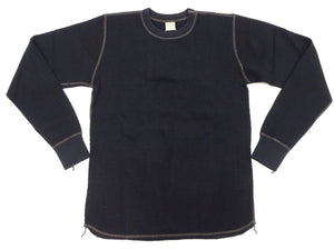 Buzz Rickson Waffle-Knit Thermal T-Shirt Men's Casual Long Sleeve Plain Crew Neck Waffle Tee BR63755 119 Black