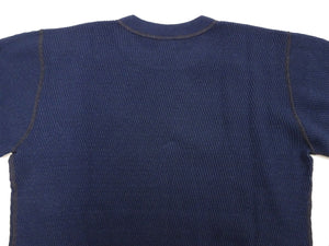 Buzz Rickson Waffle-Knit Thermal T-Shirt Men's Casual Long Sleeve Plain Crew Neck Waffle Tee BR63755 128 Navy-Blue