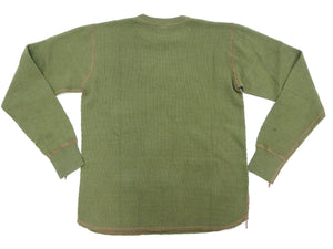 Buzz Rickson Waffle-Knit Thermal T-Shirt Men's Casual Long Sleeve Plain Crew Neck Waffle Tee BR63755 149 Olive