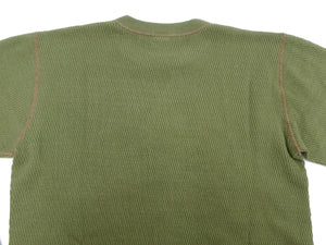 Buzz Rickson Waffle-Knit Thermal T-Shirt Men's Casual Long Sleeve Plain Crew Neck Waffle Tee BR63755 149 Olive