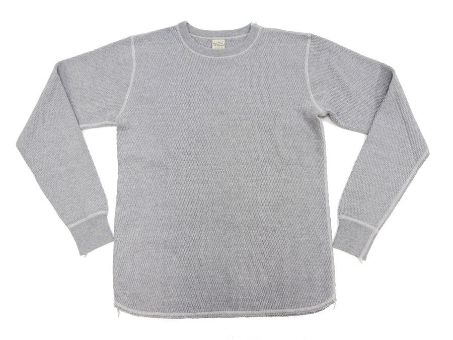 Buzz Rickson Waffle-Knit Thermal T-Shirt Men's Casual Long Sleeve Plain Crew Neck Waffle Tee BR63755 113 Heather Grey