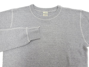 Buzz Rickson Waffle-Knit Thermal T-Shirt Men's Casual Long Sleeve Plain Crew Neck Waffle Tee BR63755 113 Heather Grey