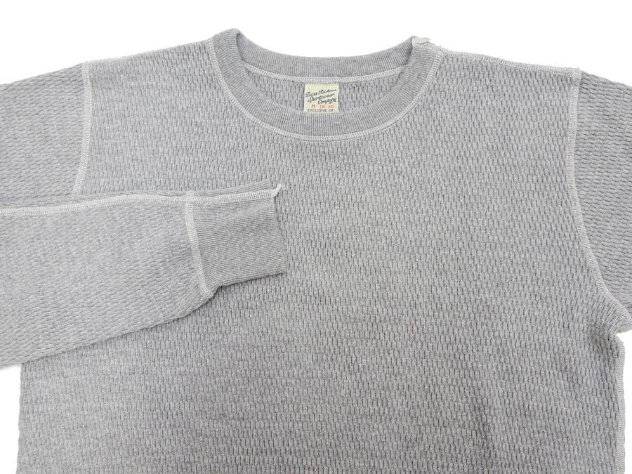 Buzz Rickson Waffle-Knit Thermal T-Shirt Men's Casual Long Sleeve Plain Crew Neck Waffle Tee BR63755 113 Heather Grey