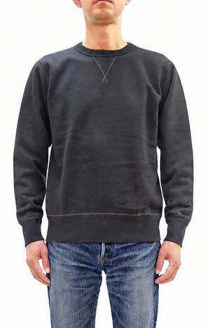 Buzz Rickson's Men's Set-In Crew Neck Sweatshirt, Tubular Body, V-Gusset, 100% Cotton Brushed-Back Fleece, Made in Japan (BR65622 119 Faded Black)